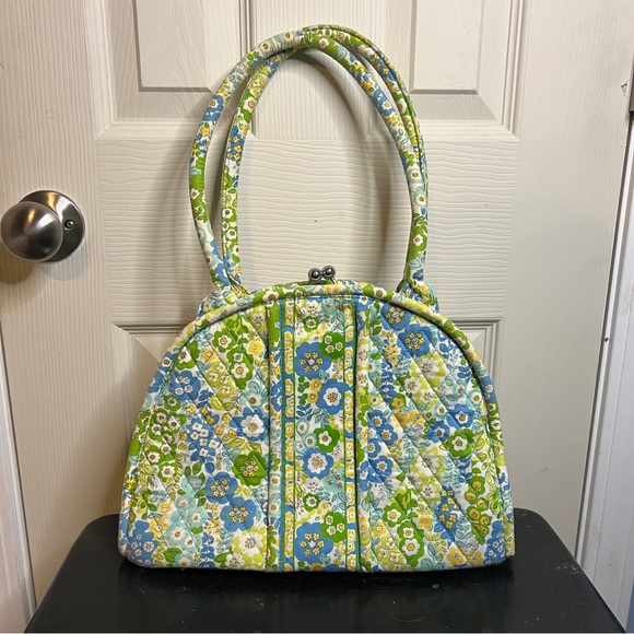 Vera Bradley Purse Bag Toggle Closure English Meadow Floral blue yellow green - Picture 2 of 7